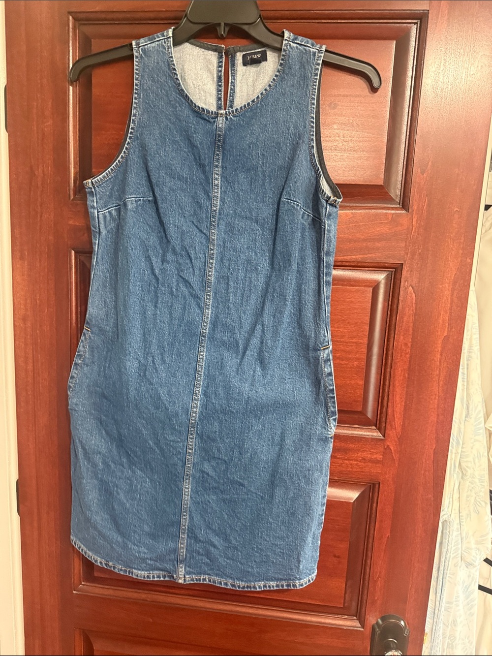 J. Crew Sleeveless Denim Midi Dress in Blue